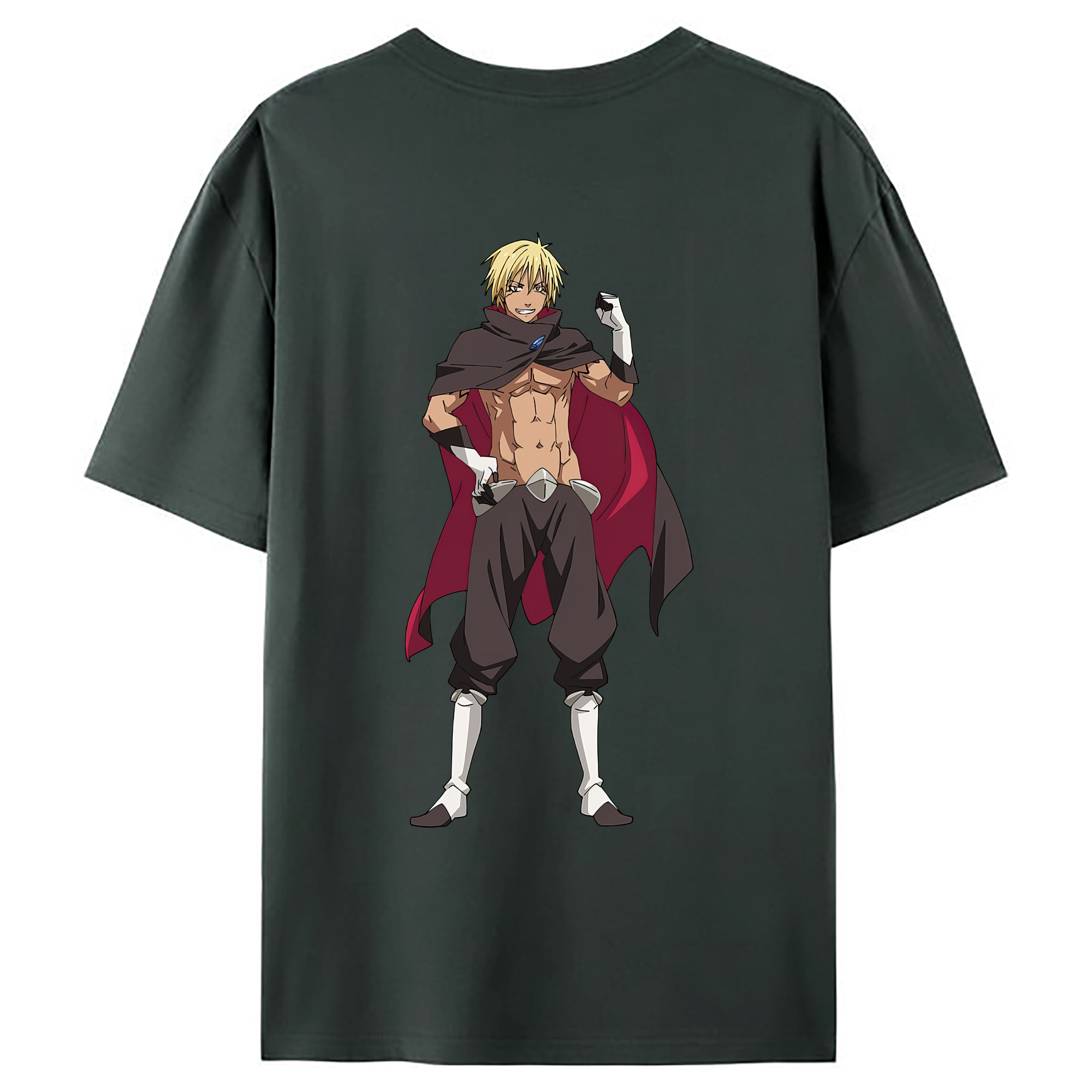 （画像用） 転スラ Regarding Reincarnated to Slime 綿100％ メンズ半袖Tシャツ（バックプリント） 通気性